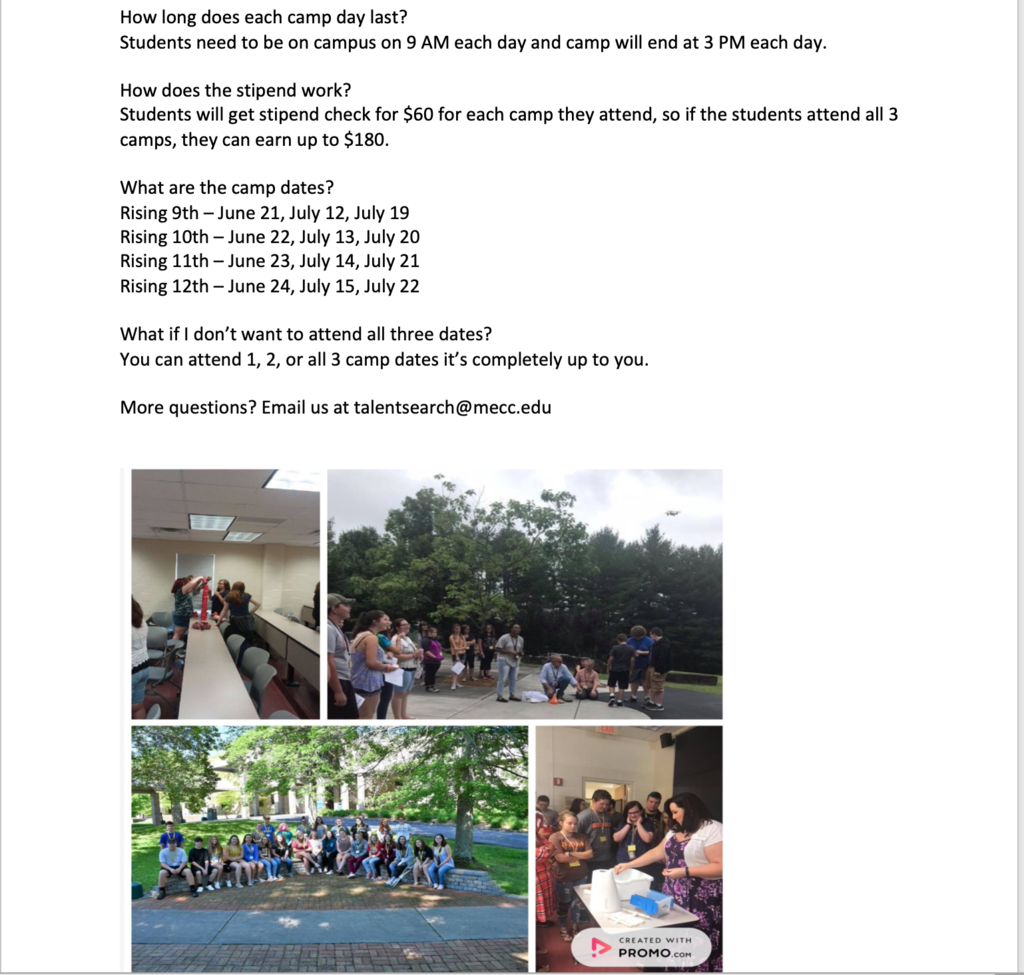 2nd Page of Summer Camp Information Graphic