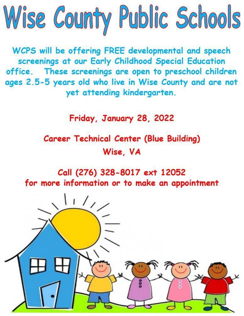 Flyer for Early Intervention Screening call 2763288017 for more information