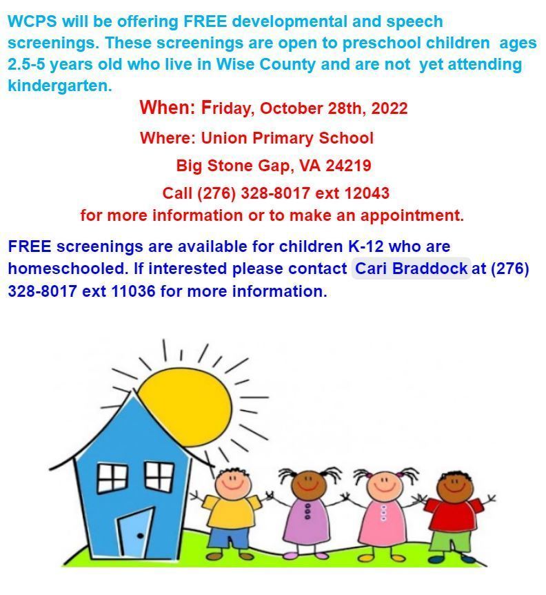 Flyer for Early Intervention Screening call 2763288017 for more information